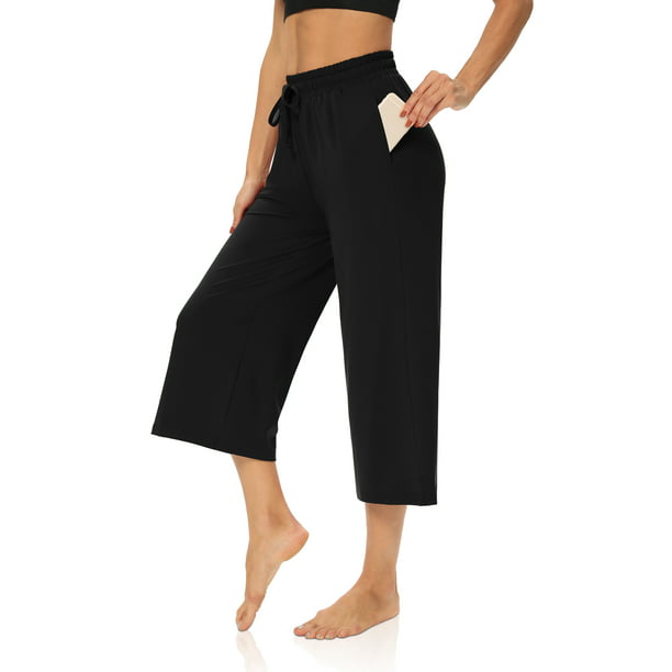LEXISLOVE Capris for Women Casual Summer Wide Leg Crop Pants Loose Comfy Drawstring Yoga Jogger Capri Pants with Pockets 